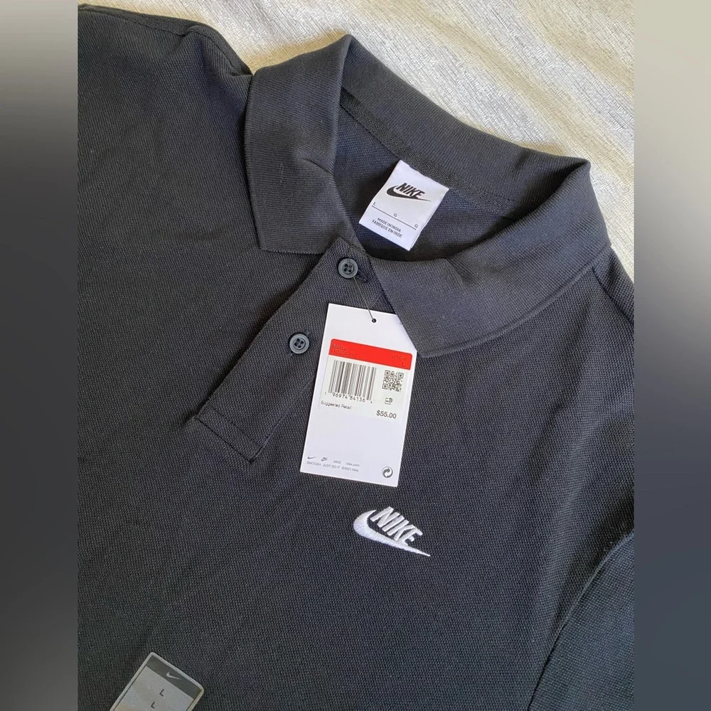 Nike Men’s Black Polo Shirt with Logo Size L NWT